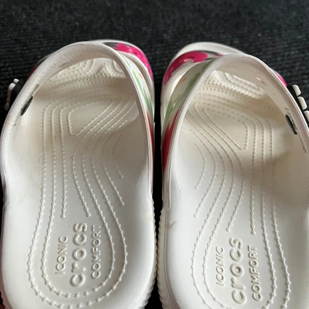 Crocs Classic Sandal Womens 6 White Tie Dye Two Strap Slide Comfort Shoes slipon